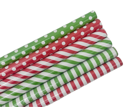bulk 50 Red & Green Dots Stripes Gift Wrap 300cm