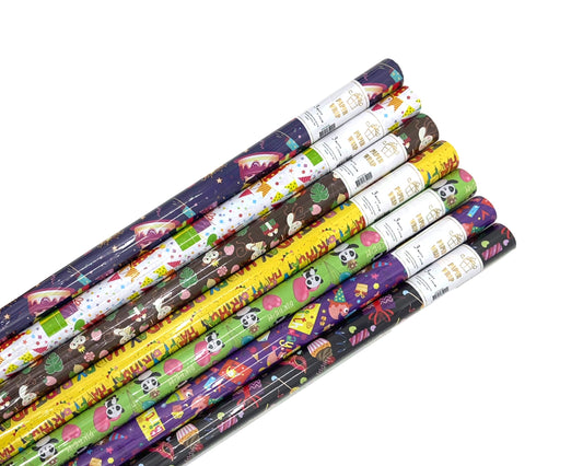 bulk 50 New Happy Birthday Gift Wrap 70Cmx3M 38Mm Core