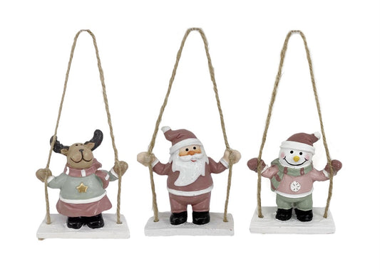 bulk 24 Xmas Hanging Swing Deco Assort 13cm