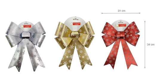 bulk 24 Xmas Snow Flake Gift Bow 34cm