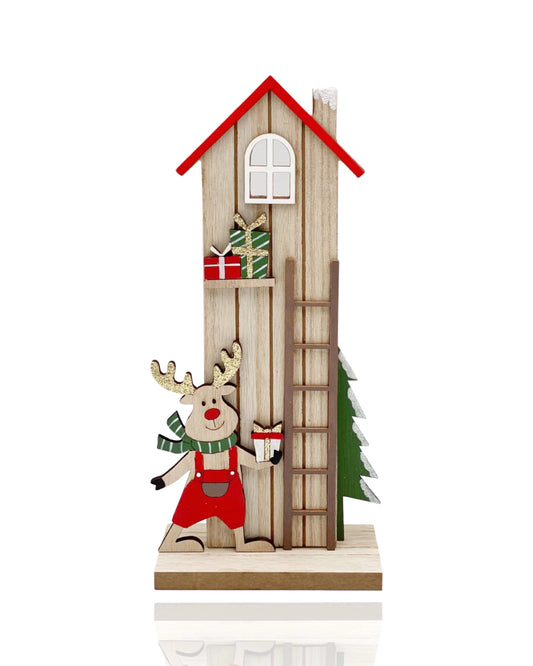 bulk 12 Plywood House & Deer Standing 24cm