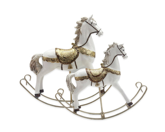 bulk 6 Xmas Rocking Horse Polyresin 21cm