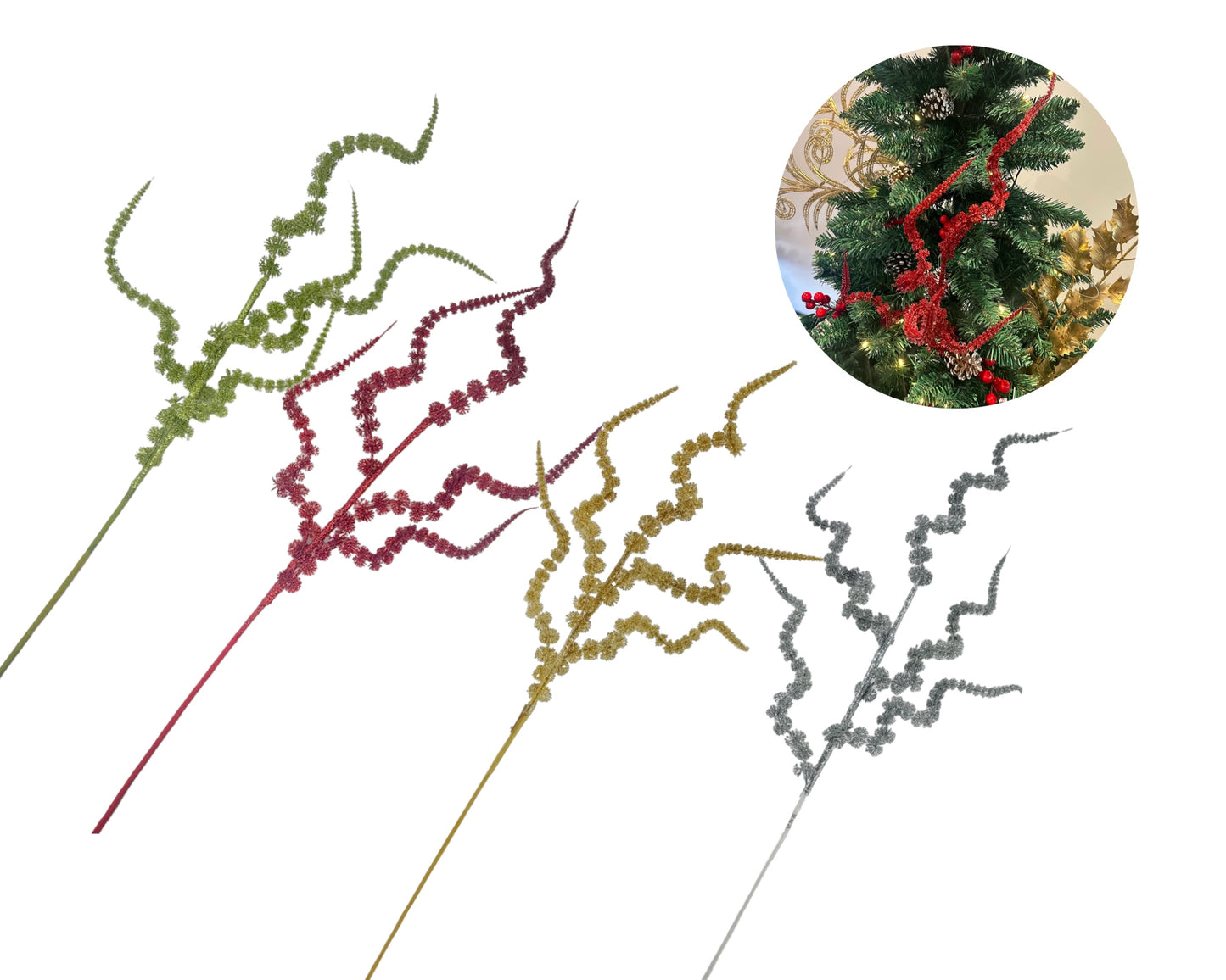 bulk 24 Xmas Twisted Metallic Branch Tree Deco Assort 78cm