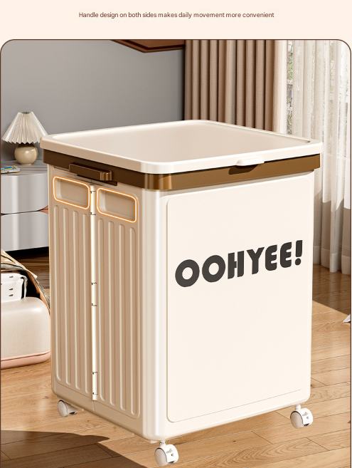 Beige Large Foldable Storage Box with Lid and Wheels - Heavy Duty Collapsible Toy Organizer Bin