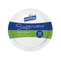 50 Plates Plastic 230Mm 9 Inch Biodegradable Round White