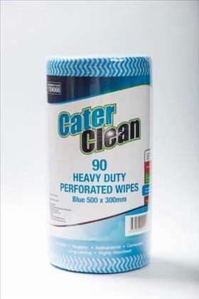6 X 90 Cater Clean Wipes Roll Heavy Duty Blue 50 X 30Cm