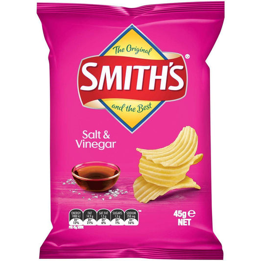 Smiths Potato Chips Salt & Vinegar Crinkle Cut 18 X 45G