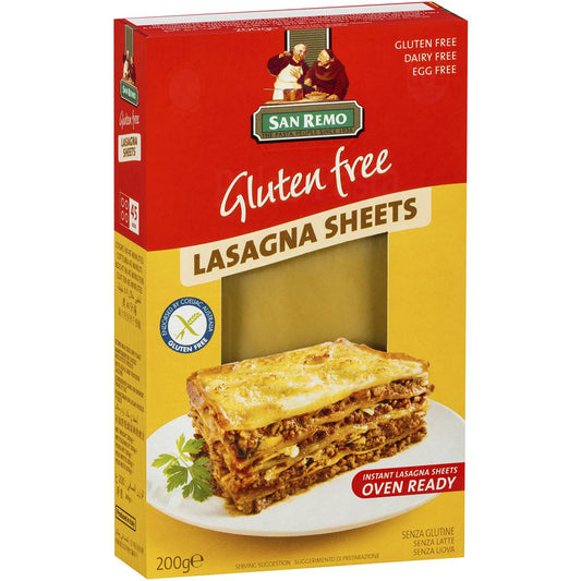 San Remo Pasta Lasagne Sheets 12 X 200G Gluten Free 2.4kg