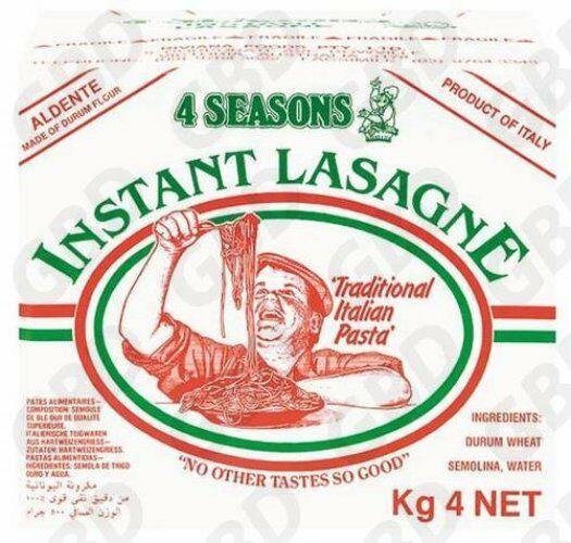 4 Seasons Pasta Lasagne Sheets Instant 4Kg