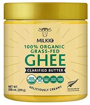 6 x 250ml Ghee Butter Organic Grass Fed, 100% Organic Grass Fed Ghee USDA MILKIO 250 ML x 6