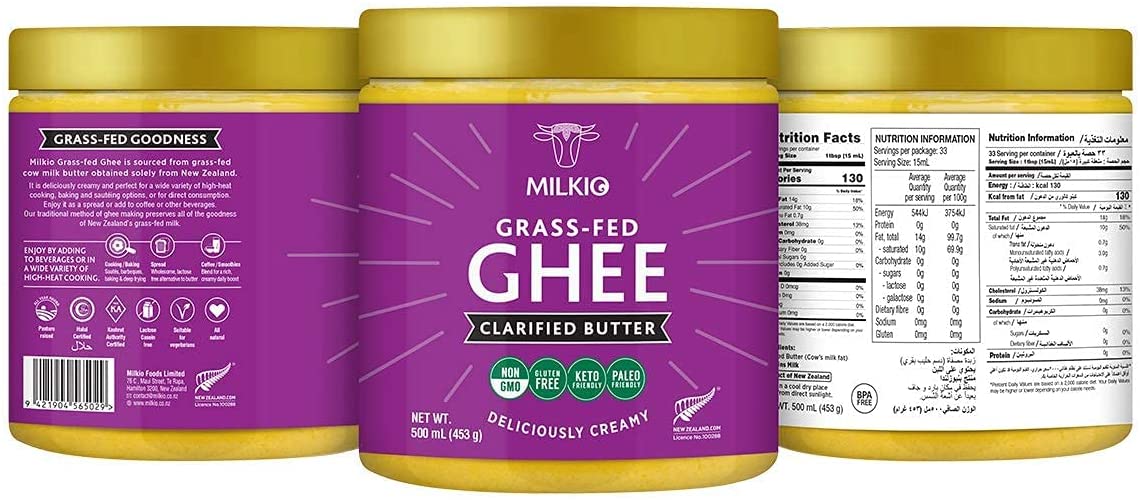 250ml Ghee, Ghee Butter, 250g Ghee Lactose Free, Grass Fed Ghee MILKIO 250 ML