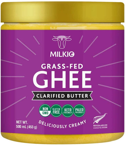 6 x 500ml Ghee, Ghee Butter, Clarified Butter,Best Ghee, 500g Ghee Lactose Free, Grass Fed Ghee MILKIO 500 ML x 5