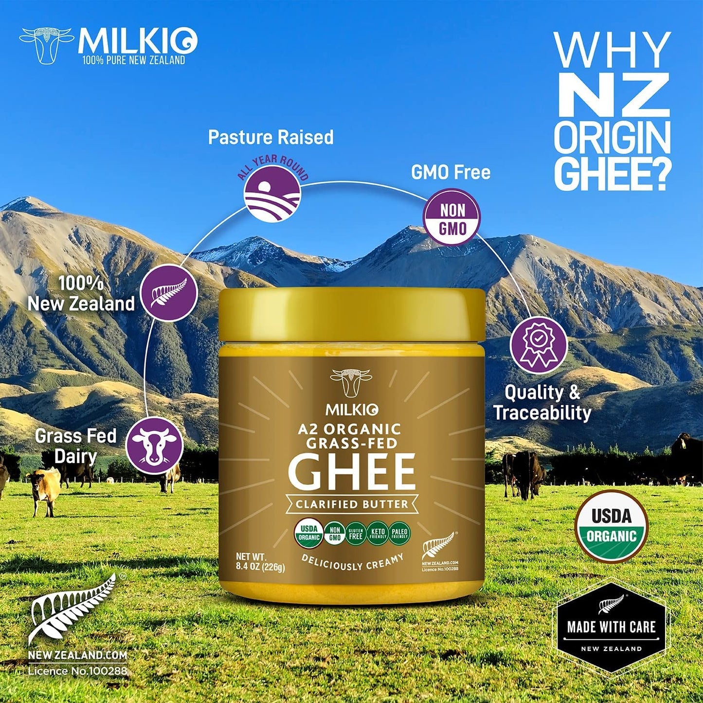 A2 Ghee, A2 Milk Ghee,  Ghee USDA MILKIO 250 ML