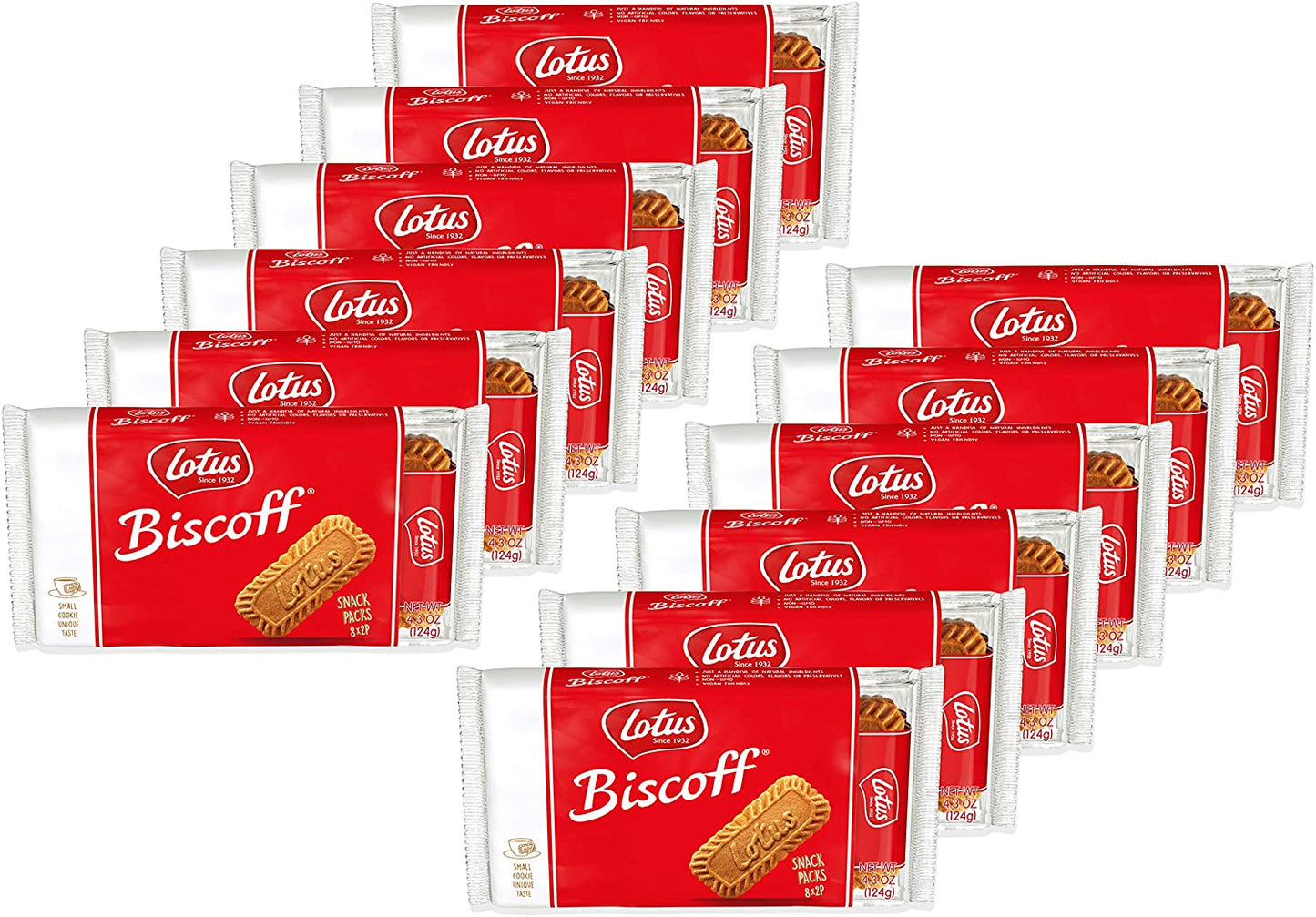 Lotus Biscoff - 192 European Biscuit Cookies - 4.3 Ounce (Pack Of 12) - 8 Two-Packs Per Retail Pack Individually Wrapped - Non Gmo Project Verified + Vegan