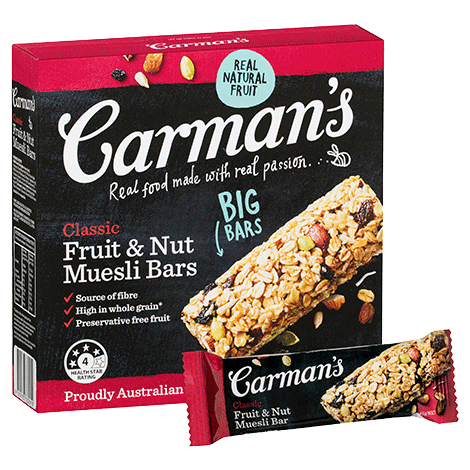 6 Pack X 6 Bars Carman Classic Original Fruit Muesli Bar