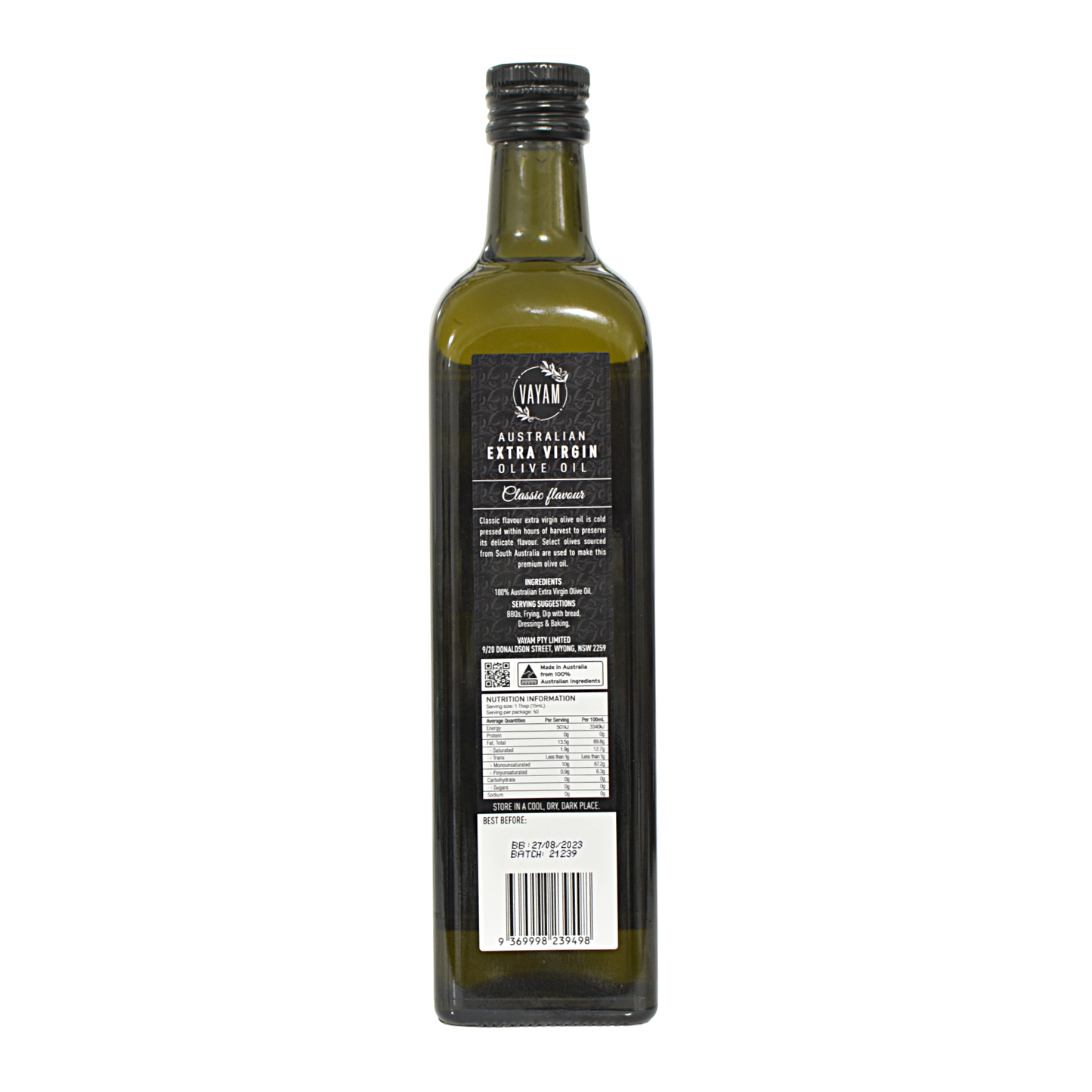 VAYAM Australian Extra Virgin Olive Oil (Classic) 750mL