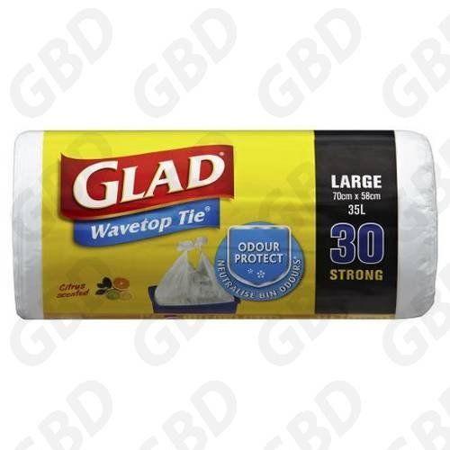 30 Glad Wavetop Tie Kitchen Tidy Large Bags 35L