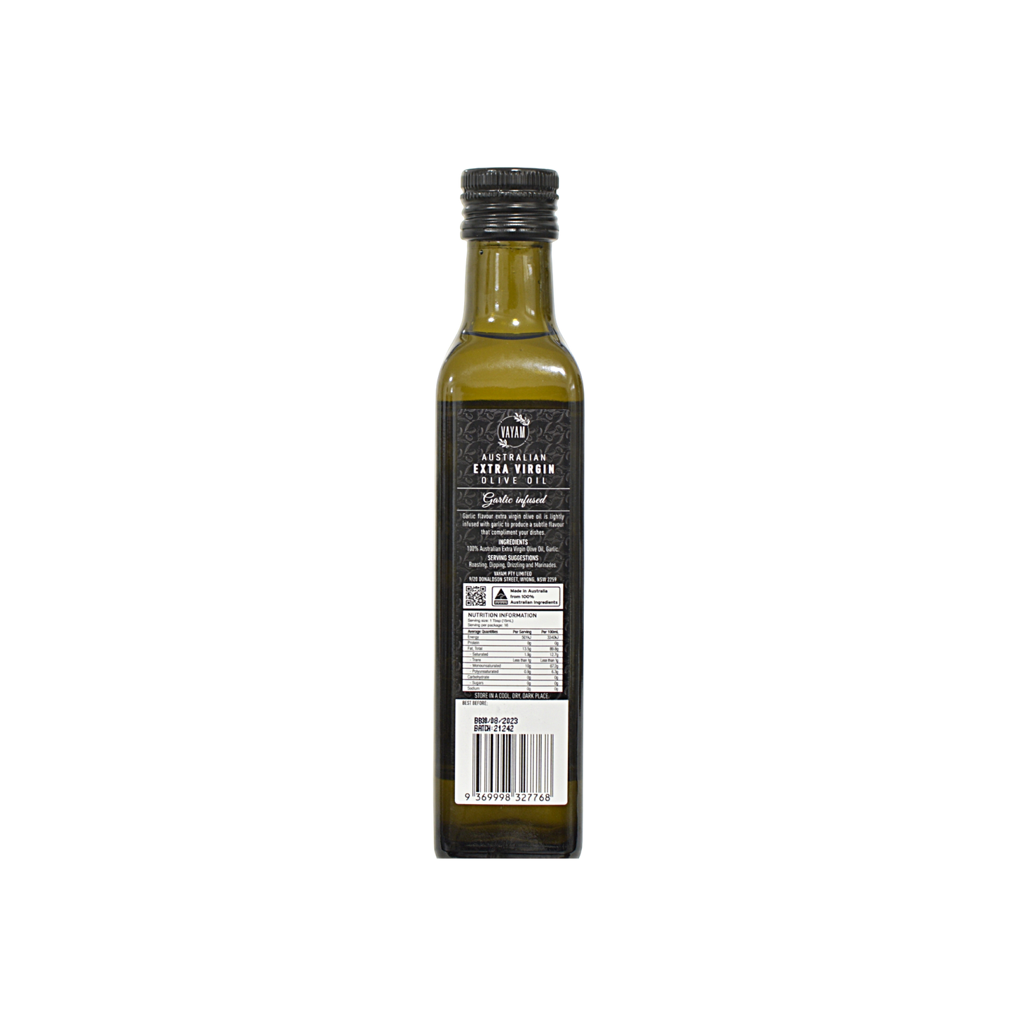 12 x Vayam Garlic Infused Australian Extra Virgin Olive Oil 250mL