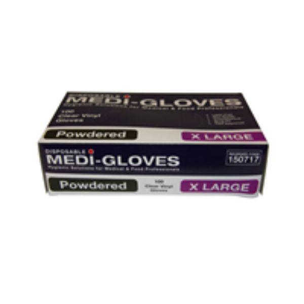 Gloves 100 Vinyl Clear Extra Large Powdered