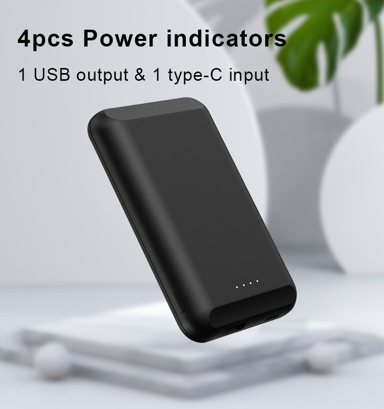 Black Iphone magsafe power bank battery pack wireless charging 5000mah