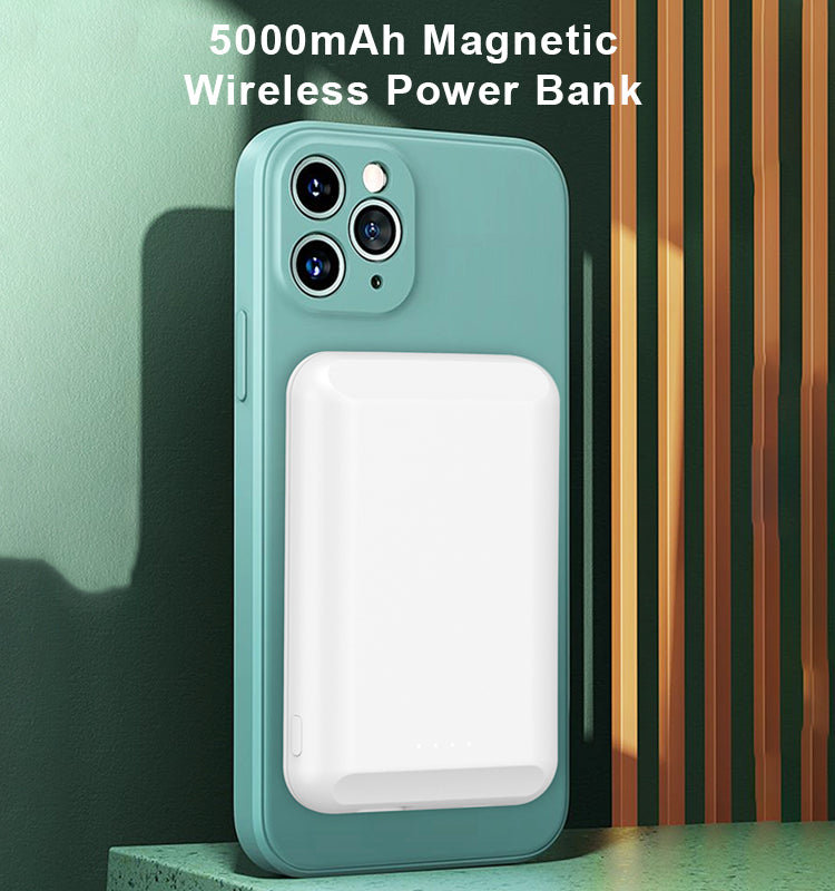 Navy Iphone magsafe power bank battery pack wireless charging 5000mah