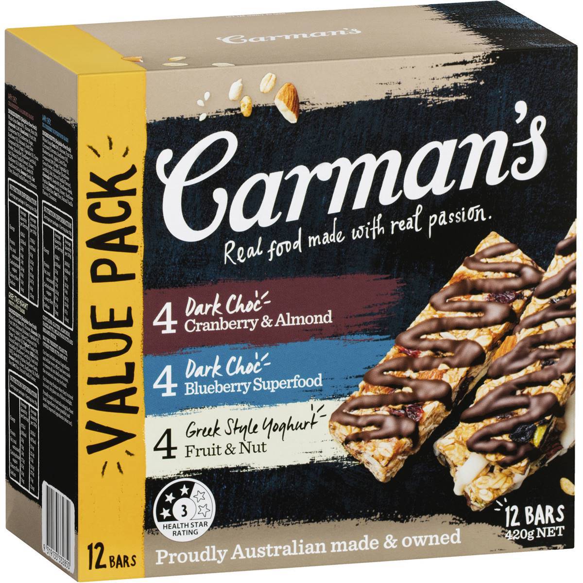 3 X CarmanS Muesli Bars Indulgence Variety Pack Indulgent