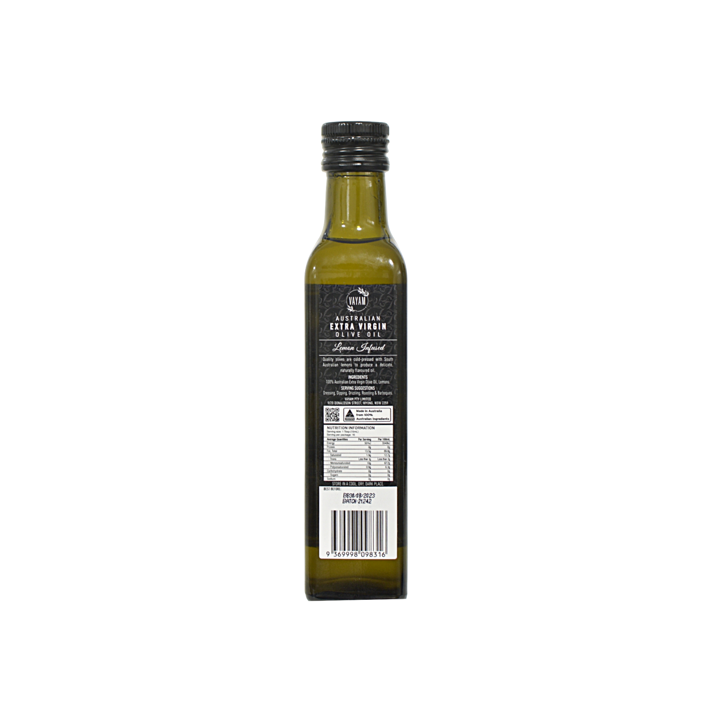 Vayam Lemon Infused Australian Extra Virgin Olive Oil 250mL