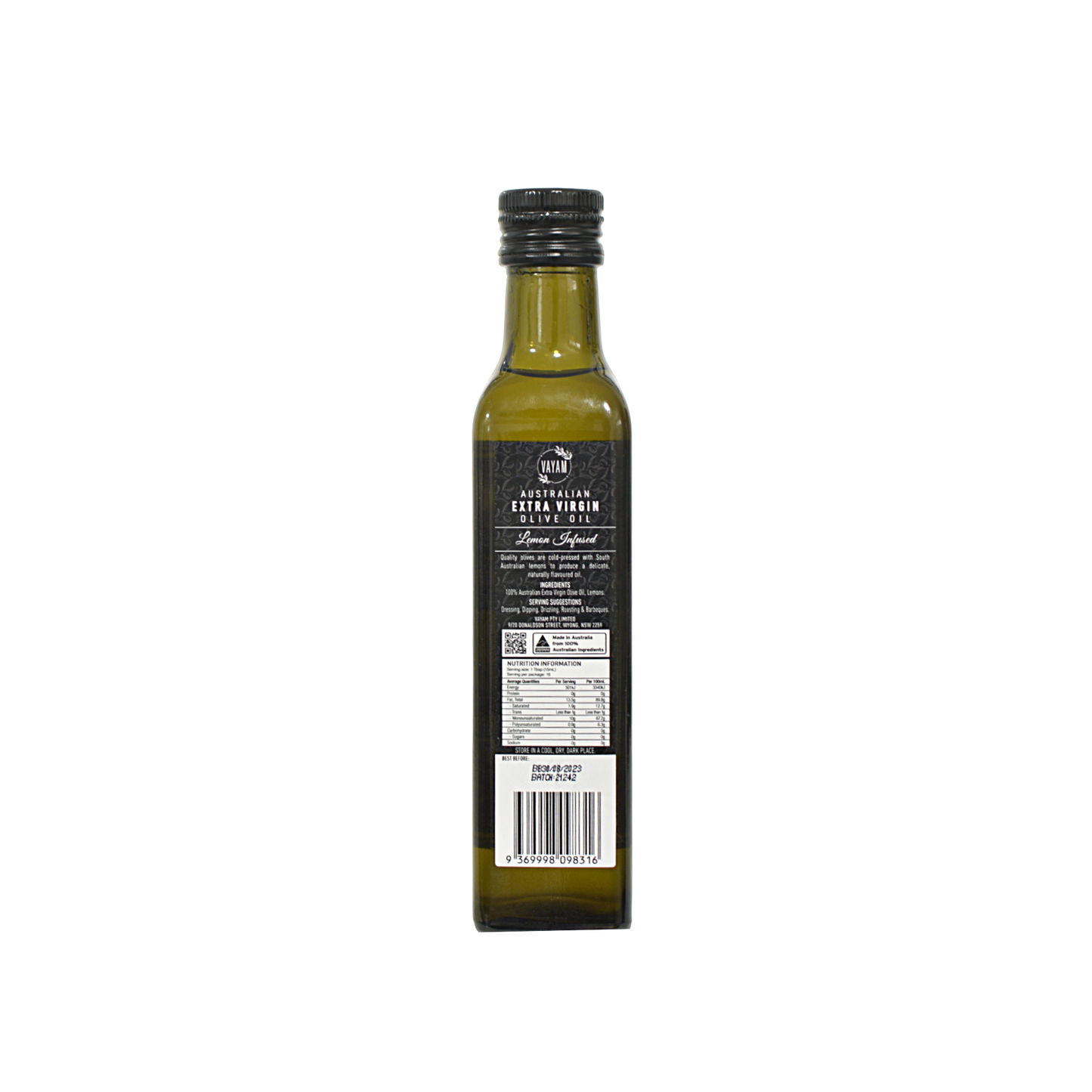 12 x Vayam Lemon Infused Australian Extra Virgin Olive Oil 250mL