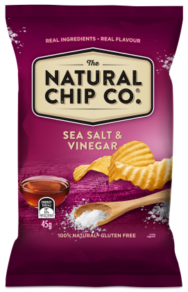 The Natural Chip Co. Natural Potato Chips Sea Salt & Vinegar 18 X 45G Bulk Pack