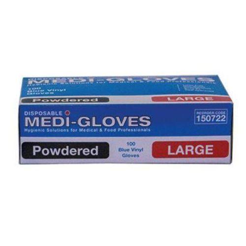 100 Gloves Vinyl Blue Large Powdered