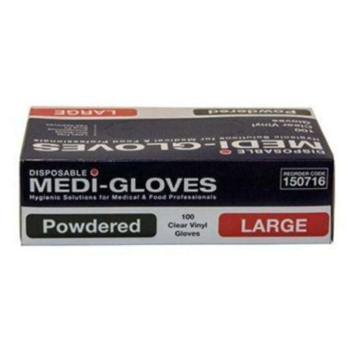 1000 Gloves Vinyl Clear Large Powdered