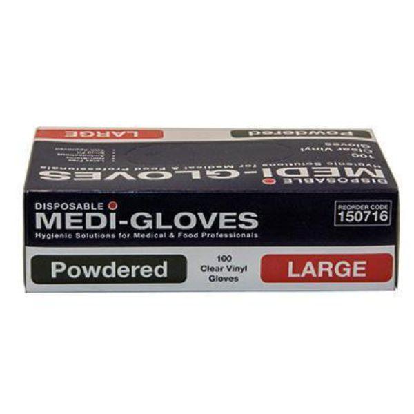 Gloves 100 Vinyl Clear Large Powdered