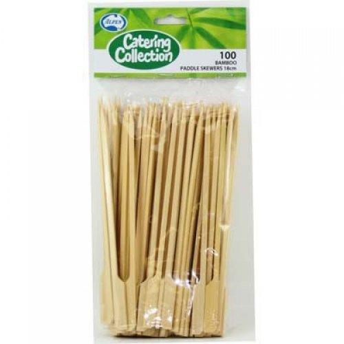 Alpen 100 Pack Bamboo Skewers Paddle 18Cm