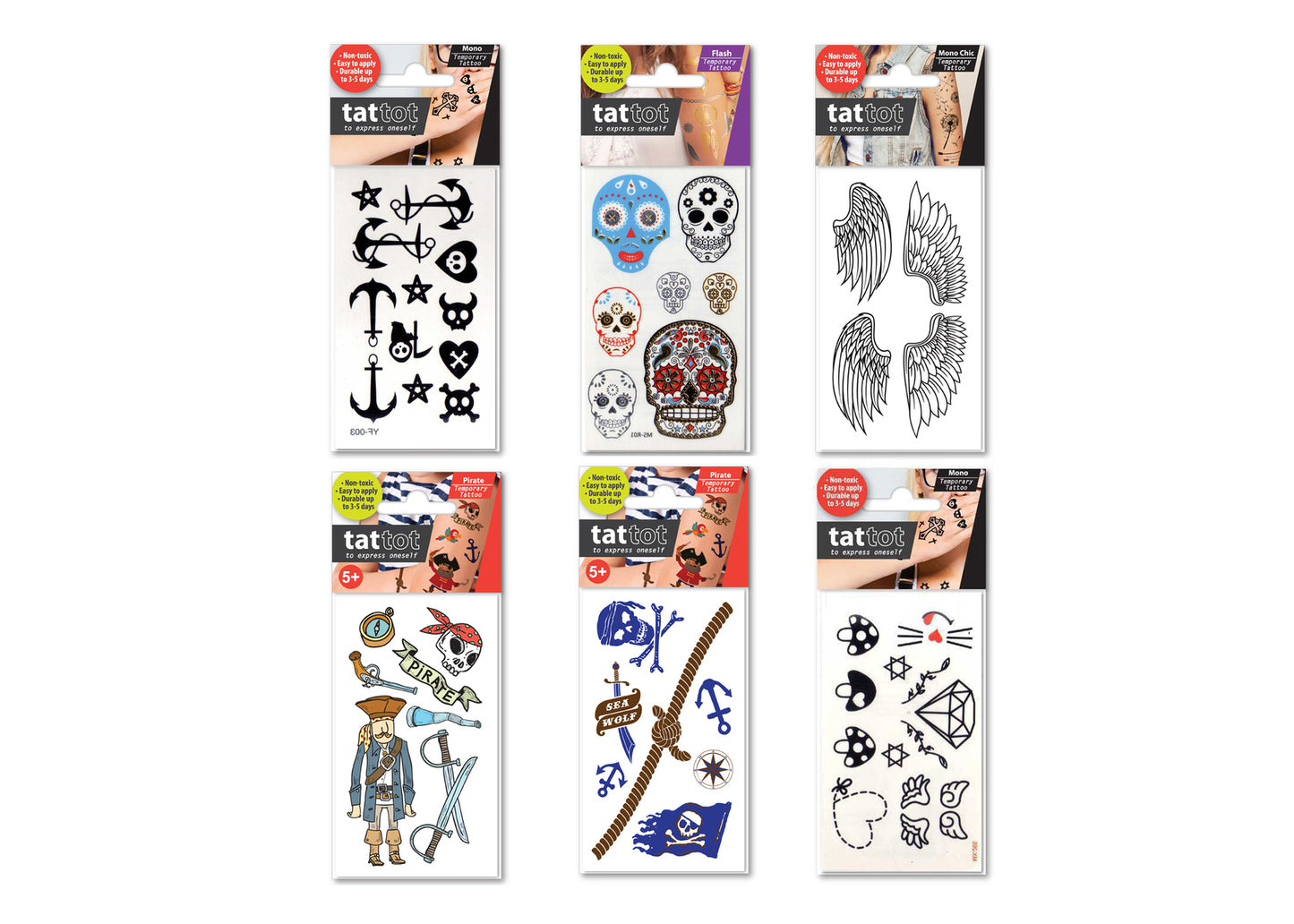 PRICE FOR 6 ASSORTED TEMPORARY TATTOO PIRATE