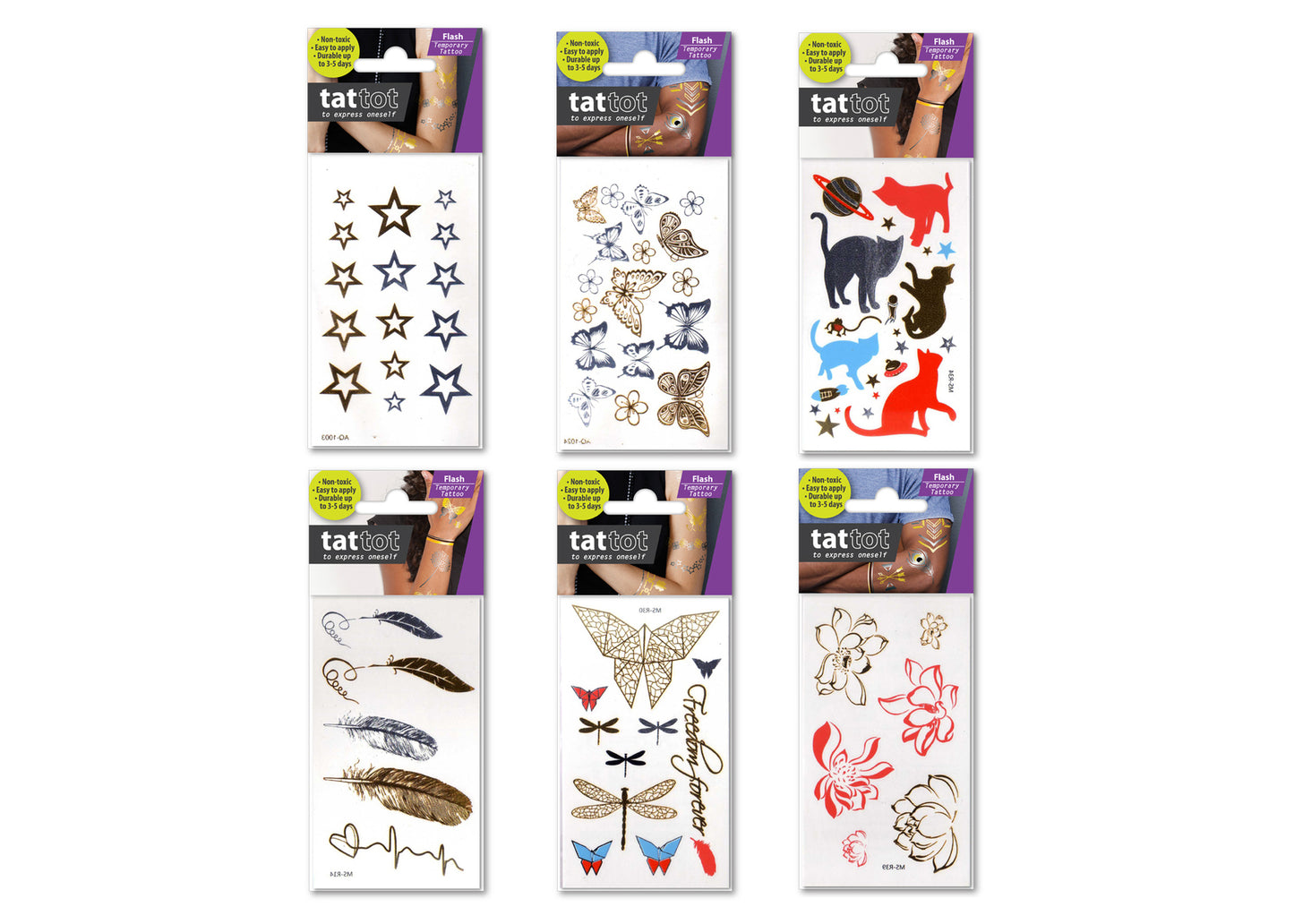 PRICE FOR 6 ASSORTED TEMPORARY TATTOO METALLIC FREEDOM FOREVER