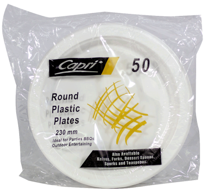 50 Plates Plastic 230Mm 9 Inch Round