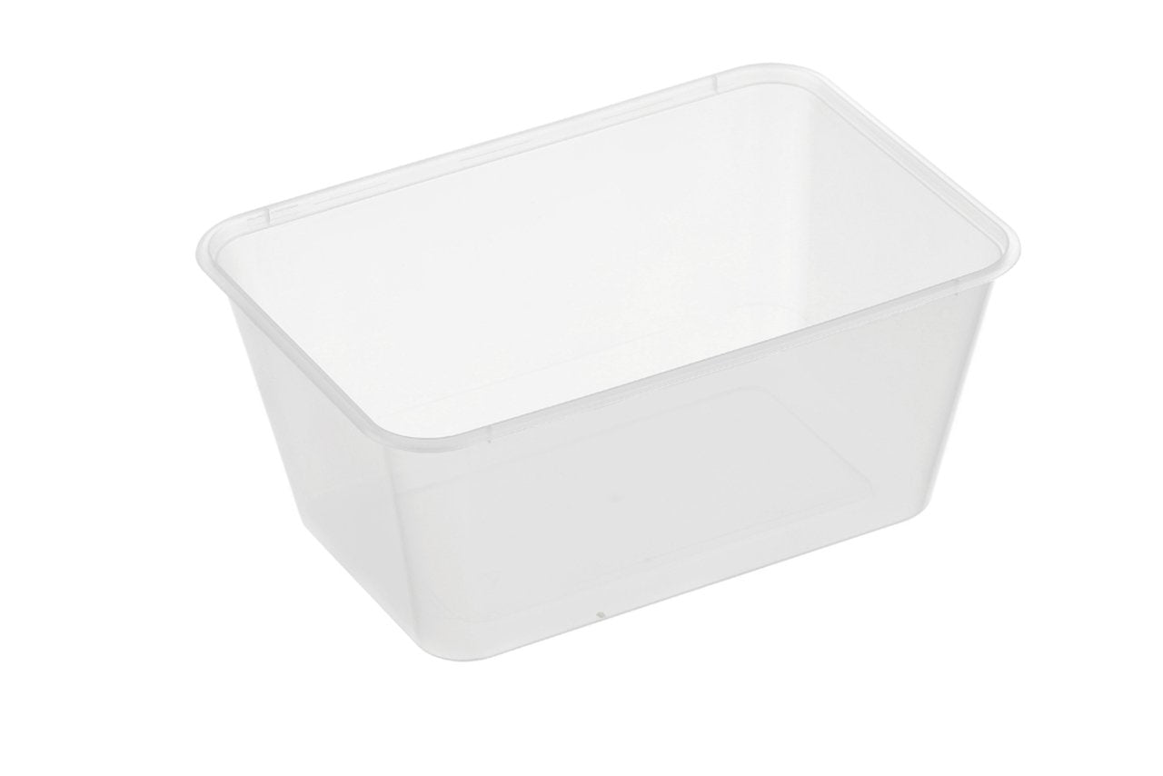 Genfac 50 Containers Rectangular Rib 1000Ml Clear Freezer Safe. With Lids