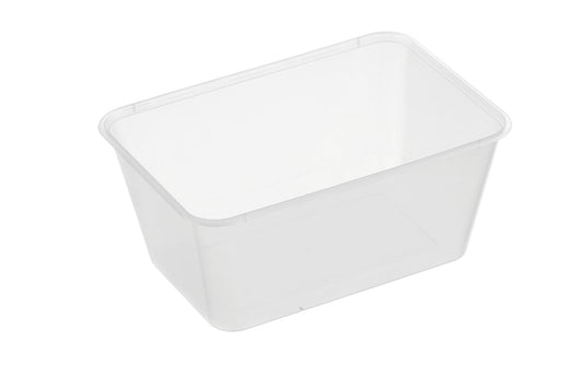 Genfac 50 Containers Rectangular Rib 1000Ml Clear Freezer Safe. With Lids
