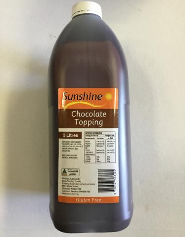 4 X Sunshine Topping Chocolate 3L