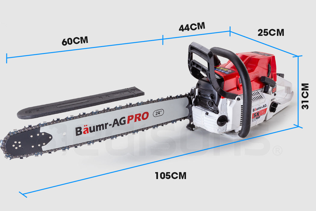 BAUMR-AG Petrol Commercial Chainsaw 24 Bar E-Start Chain Saw Top Handle Pruning