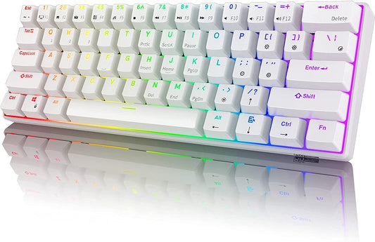 Royal Kludge RK61 Tri Mode RGB Hot Swappable Mechanical Keyboard White (Brown Switch)