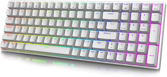 Royal Kludge RK100 Tri Mode Bluetooth RGB Hot Swappable Mechanical Keyboard White (Blue Switch)