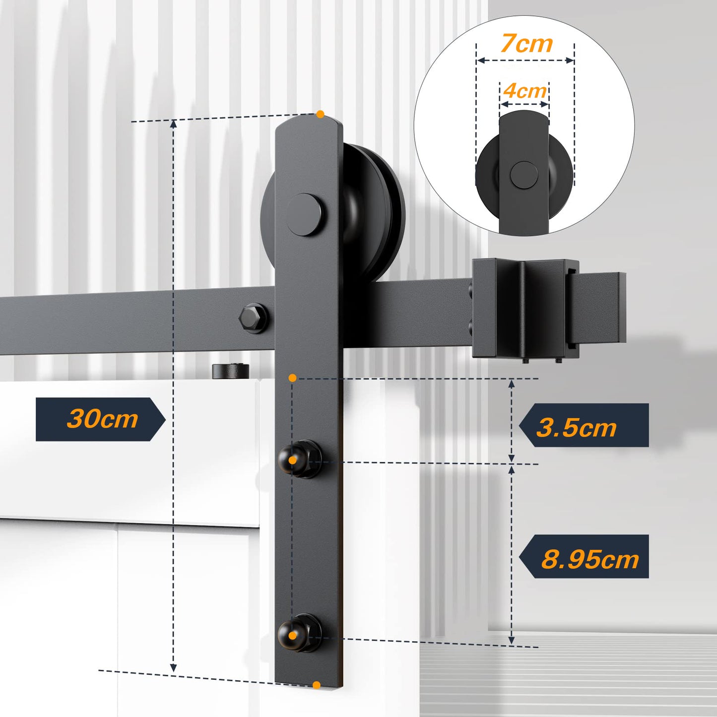 1.8m Heavy Duty Sliding Barn Single Door Hardware Kit Damper Track Rail Roller System