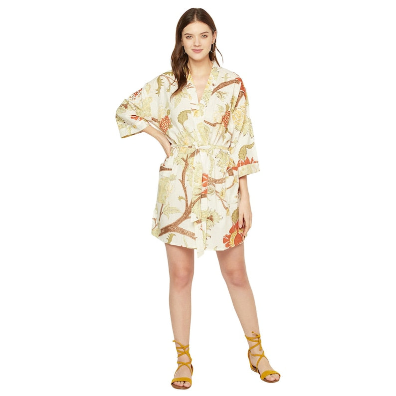 Kimono Cotton Kimono Bathrobe Frida Valentines Day GiftBird Bathrobe Turkish Bathrobe Cardigan Nightwear Dressing Gown Beach Bikini Summer SCK22