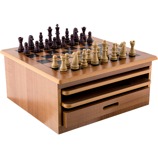 10 in 1 Wooden Chess Board Games Slide Out Checkers House Unit Set