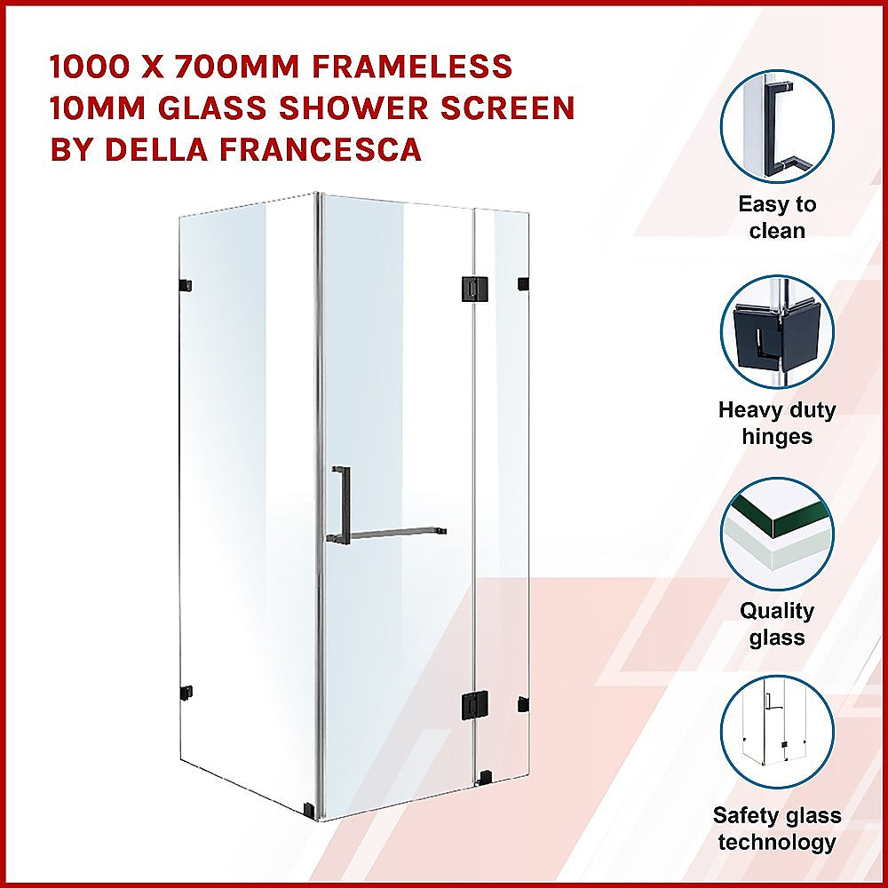 1000 x 700mm Frameless 10mm Glass Shower Screen By Della Francesca