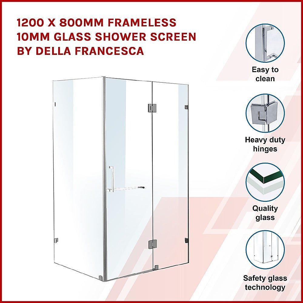 1200 x 800mm Frameless 10mm Glass Shower Screen By Della Francesca