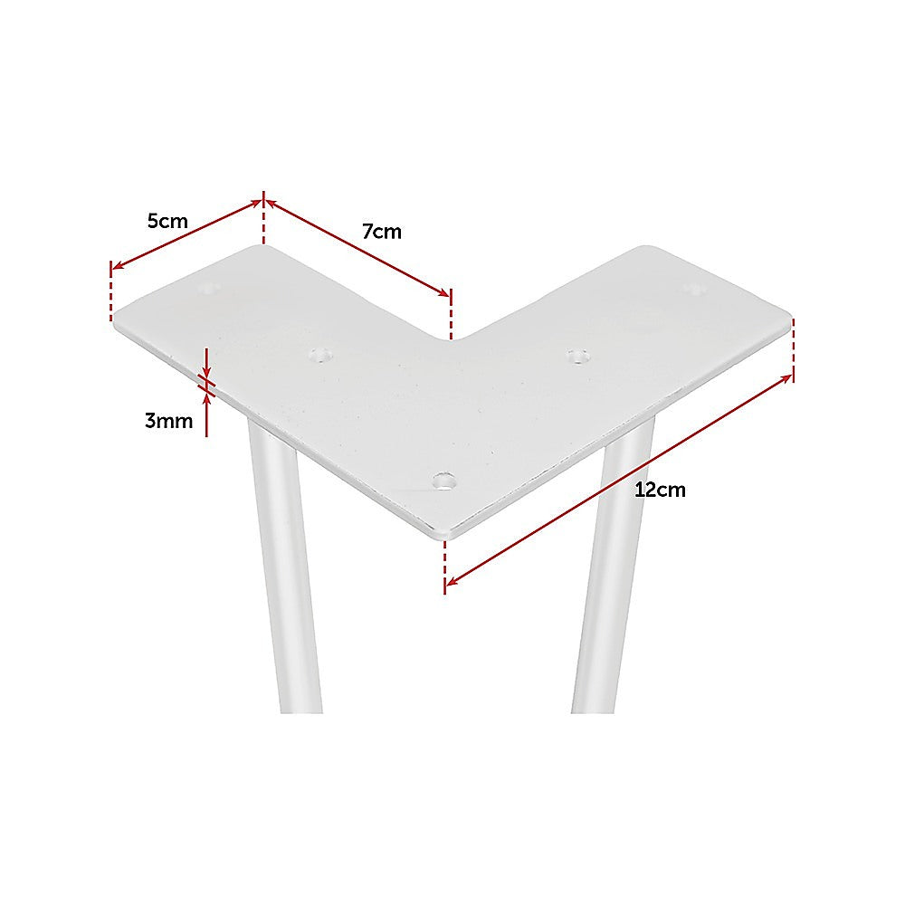Set of 4 Industrial Retro Hairpin Table Legs 12mm Steel Bench Desk - 41cm White