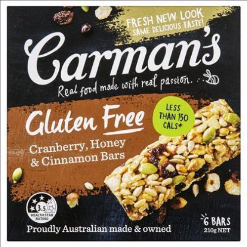 CarmanS Cranberry, Honey & Cinnamon Gluten Free Bars