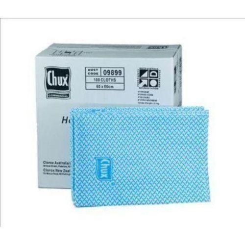 100 Chux Wipes Pieces Blue 60 X 60Cm Heavy Duty
